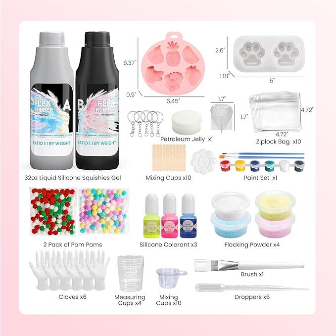 Taba Squishy Kit, Resiners Squishy Making Kit for Stress Relief Gift Entertainment - 32oz 1:1 Ab Squishies Gel Set & Molds for Make Your Own Squishies for Beginner & Adults