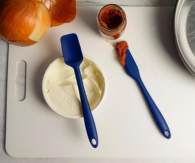 RSVP International Ela's Favorite Silicone Spatula, Blue, 8" | BPA-Free Silicone | Scrape Batters, Flip Eggs, Ice Cakes, & More | Dishwasher Safe & Heat Resistant | Cooking, Baking & More