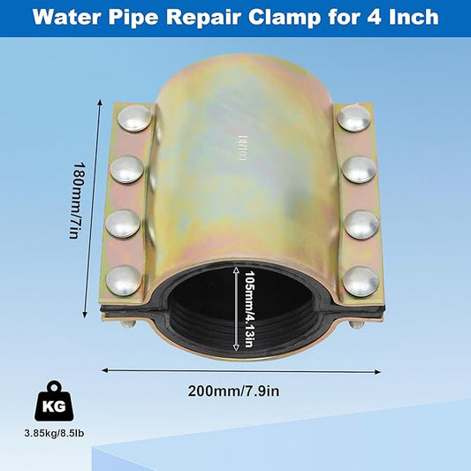 Nisorpa Water Pipe Repair Clamp for 4 Inch Leak Sealer Pipes, Emergency Pipe Repair Kit Plumbing for PE/PVC Pipes,Steel Pipes,Iron Pipes