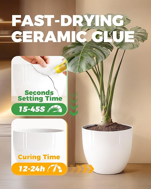 Super Glue for Ceramic – 5g Gel CA Adhesive | Heavy Duty Instant Bond, Waterproof Clear Repair for Porcelain, Pottery, China, Stoneware, Clay & More