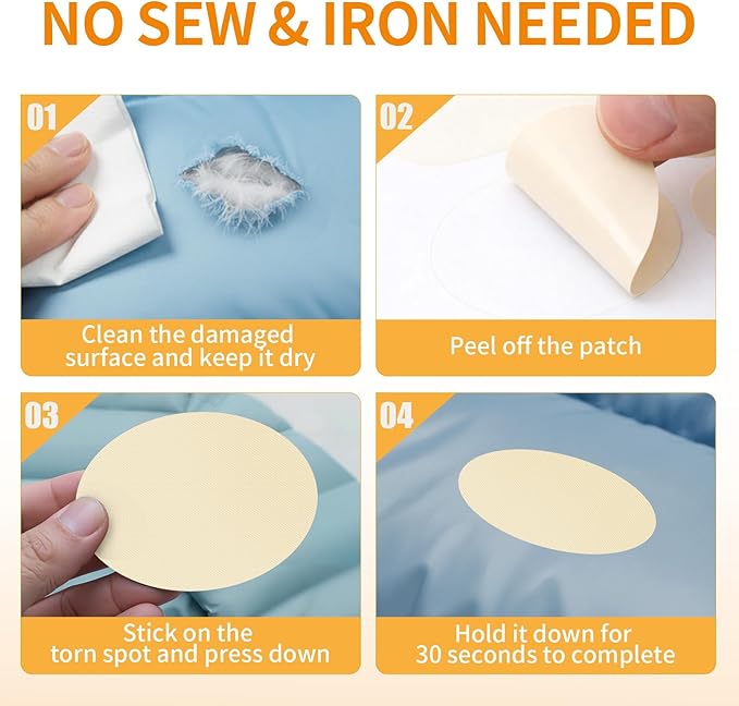 Waterproof Nylon Fabric Repair Tape Tent Repair Kit, 4pcs Outdoor Gear Tenacious Fix Tape, Self-Adhesive Fabric Patches for Clothes, Down Puffer Jacket, Tent, Sleeping Bag, Backpack, Beige