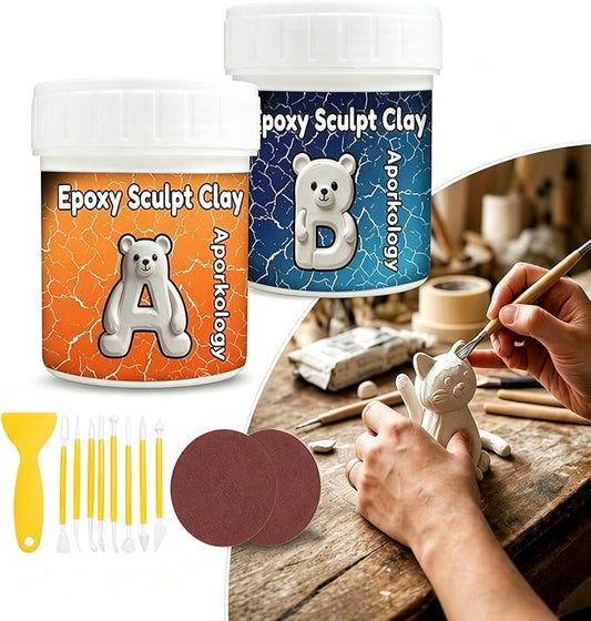 Epoxy Putty Sculpt Clay, 14.11oz/400g Fast Repair Epoxy Clay for Fixing Leaks, Cracks, Sculpting,High Strength 2 Part Epoxy Filler Putty for Bonding Metal, Tile, Concrete, Plastic (White)