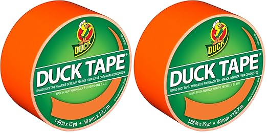 Duck Brand 1265019 Color Duct Tape, Neon Orange, 1.88 Inches x 15 Yards, Single Roll (Pack of 2)