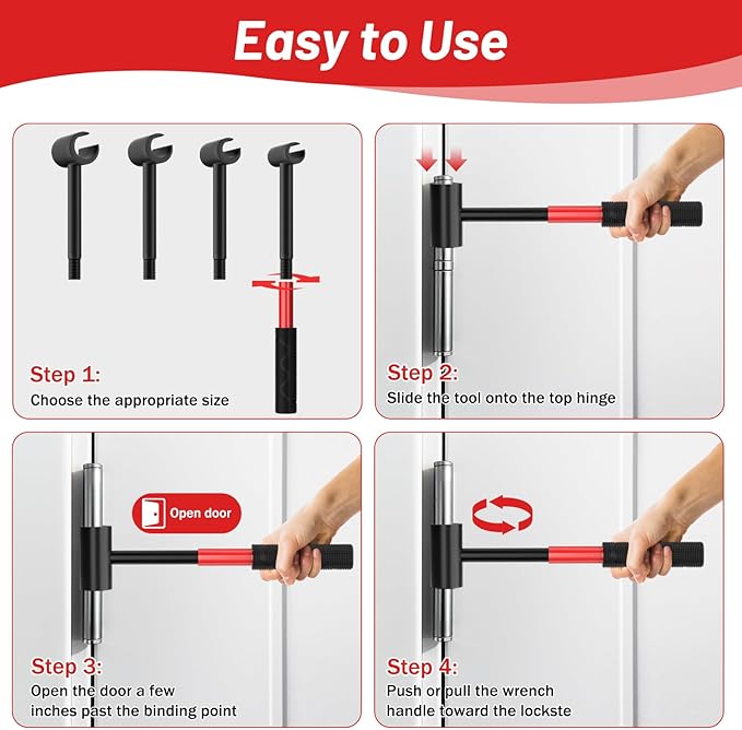 4-in-1 Door Hinge Adjustment Tool, Hinge Gap Adjusting Wrench, Door Repair Kit for Residential and Commercial, Heavy Hinges Wrench Bender Set with Rubber Grip, Cabinet Alignment Fits 14mm-25mm Hings