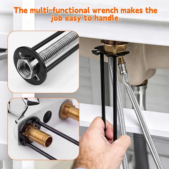 2 Pcs Plumbing Sink Wrench, 7 Sizes Sink Repair Tool, Faucet Wrench for Tight Spaces, Tasks for Sinks, Faucets, Hoses, and Pipe Joints Kitchen Bathroom Home