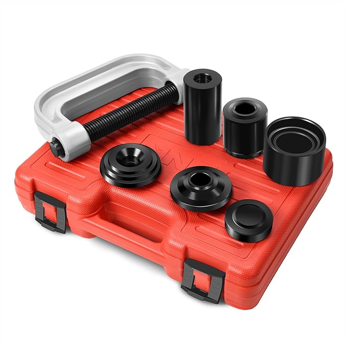 ‎DNA Motoring 10pcs Ball Joint Press Removal/Installation Tool Set with Adapters for Most 2WD 4WD Cars Light Trucks,Red, TOOLS-00311
