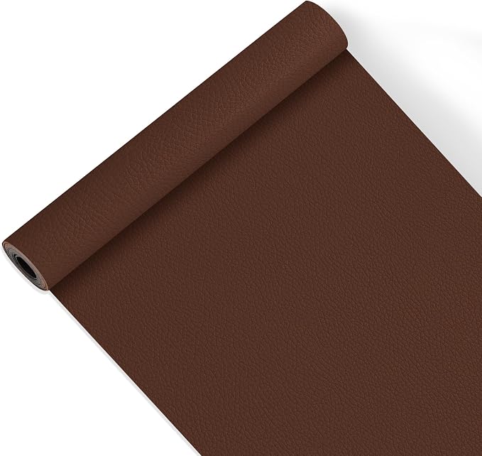 Leather Repair Patch Tape,16x63 inch Self Adhesive Leather Patches for Furniture,Vinyl Leather Repair Kit for Couches,Car Seats,Sofas,Office Chairs, Dark Brown
