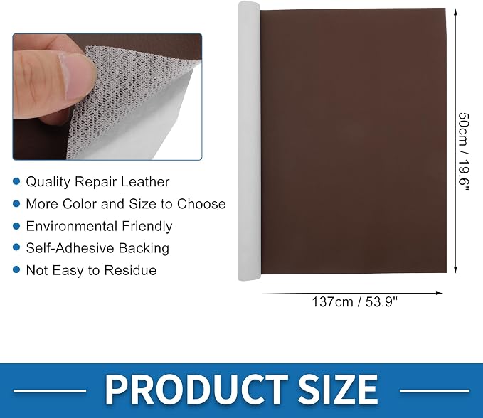 Self Adhesive Leather Repair Patch Strong Stickiness 19.6"x53.9" Leather Repair Tape PVC Faux Leather Red Brown 1 Pcs