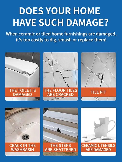 Tile Repair Kit, 2026 New Porcelain Tile Stone Crack Repair Kit (6 Color Match), Ceramic, Granite and Marble Repair Professional Kit for Kitchen Bathroom Balcony