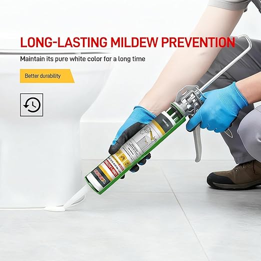 VGS 798 Professional Grade Silicone Sealant Caulk, 10.15 oz, White, 100% Waterproof, Shrink-Resistant & Crack-Resistant for Indoor Use