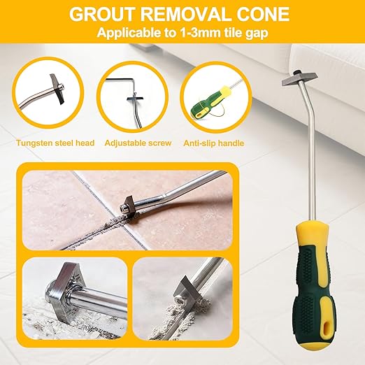 25 Pack Grout Removal Tool Kit, 3 Tile Grout Saws and Grouting and Cleaning Hook Knife with 12 Extra Blades, Grout rake and Caulk Remover Tool for Shower, Bathroom, Ceramic Tile Joint Cleaning