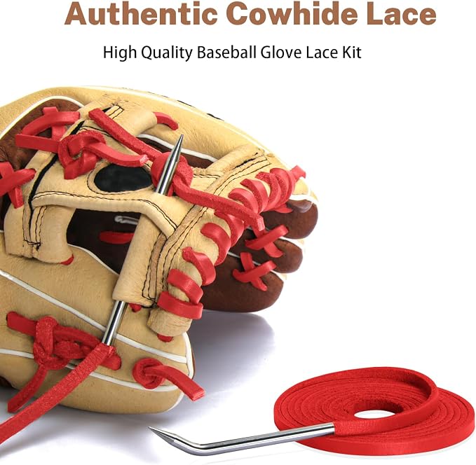 Softball Baseball Glove Lace, Mitt Lace Repair Kit Includes 2 Leather Laces and Lacing Needle for Catcher's Glove
