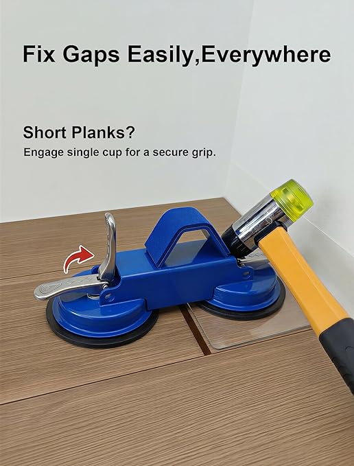 PlayMoon Floor Gap Fixer Tool, Heavy Duty Dual Suction Cup Floor Gap Repair Tool with Metal Levers for Laminate Flooring Engineered Hardwood and Vinyl Plank