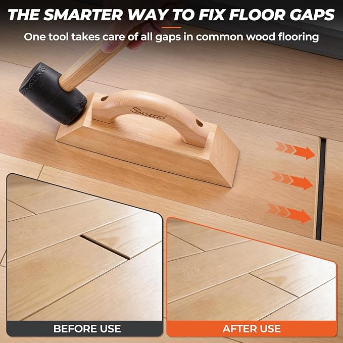 Wooden Floor Gap Fixer Tool Kit,with Comfortable Handle,Heavy-Duty Plank Grabber with 3PCS Washable Pads,for Repairing Gaps in Laminate,iny,and Solid Wood Flooring