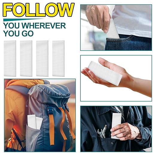 4 Pack 1.77 in x 10 ft Travel Duct Tape Mini Pocket Size Flat Roll Flexible Heavy Duty Waterproof Tear by Hand for Repair Outdoor Emergency Gear EDC DIY Craft Camping Hiking (White)