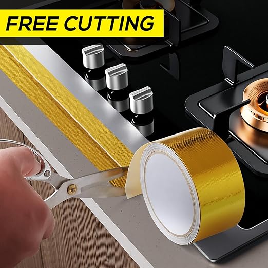 4in x 33FT Aluminum Foil Tape, Fiberglass Heat Shield Tape, Golden Self-Adhesive Heat ReflectiveTape, Exhaust Heat Resistant Tape, for Hose and Auto Use