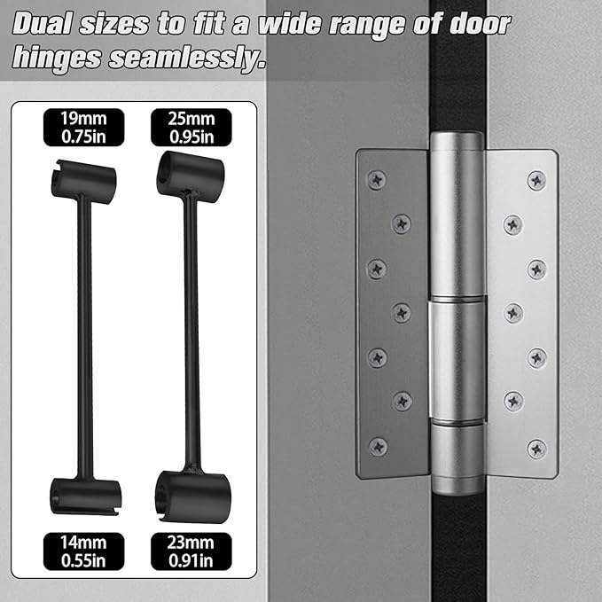 2 Pack Dual Size Door Hinge Adjustment Tool 14–19 & 23–25mm, Door Hinge Repair Tool, Door Gap Adjustment Tool, Door Adjustment Tool, Heavy Duty for Fixing Gaps in Fire, Cleanroom Safety Use(Black)