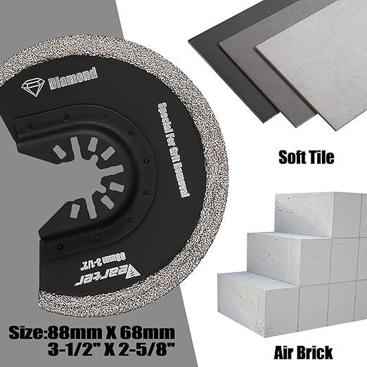 Diamond Oscillating Saw Blades 4PCS, 3-1/2'' Universal Multitool Blades for Grit Grout Removal, Quick Release Multi Tool Kit for Tile, Air Brick, Cement, Concrete, Masonry