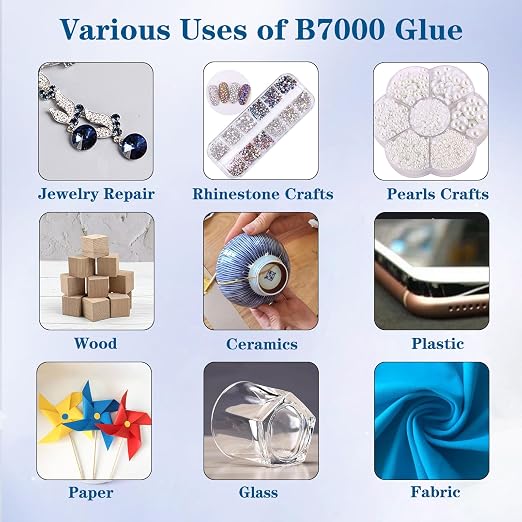 FITTDYHE B7000 Glue Clear with Precision Tip，50Ml B7000 Glue Clear for Rhinestones Glue for Crafts, Multipurpose Jewelry Glue for Fabric DIY Craft Makeup Shoes Jewelry Making Nail Art