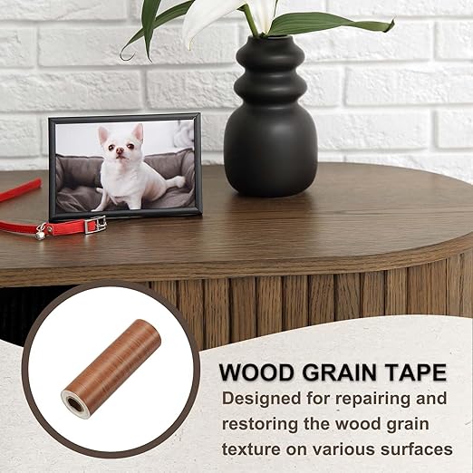 PATIKIL Wood Grain Tape 4.7" x 32 ft, Self-Adhesive Wood Texture Repair Tape Realistic Wooden Effect Patch for Furniture Cabinets Floor Walls, Grain