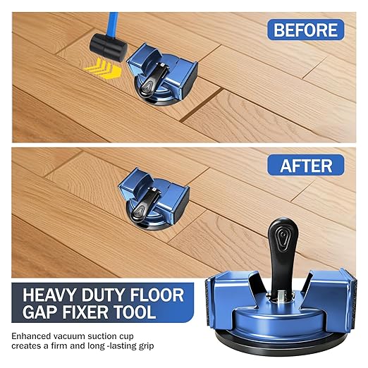 Floor Gap Fixer Tool with Rubber Mallet - Heavy Duty Iron Floor Gap Repair Tool Kit - Professional Plank Grabber with Left & Right Striking Sides for Laminate, Vinyl & Hardwood Floors (Blue)