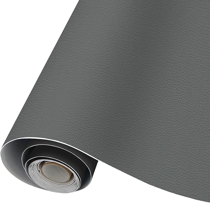 CHEIGHY Leather Repair Kit for Furniture - Advanced PU, Strong Self Adhesive Leather Repair Patch for Couch 17X79 inch Vinyl Repair Tape for Car Seat Upholstery Sofa Office Chair (Grey)