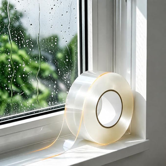 2"×32.8Ft Clear Window Weather Sealing Tape, 20 mils Thick No Residue Adhesive Window Air Conditioner Seal Insulation Tape Sealer, Waterproof, Weatherpoof,Block Winter Draft,Cold Air, Dust and Noise