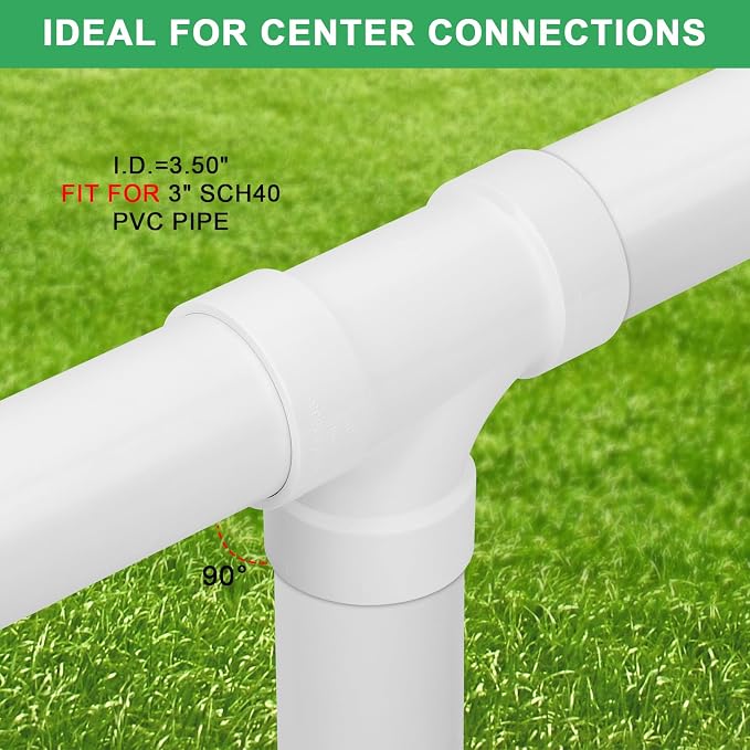 3IN PVC DWV Sanitary Tee 3-Way PVC Pipe Fittings Adapter Furniture Build Grade SCH40 PVC Elbow Fittings Connector for Drain, Waste, Vent