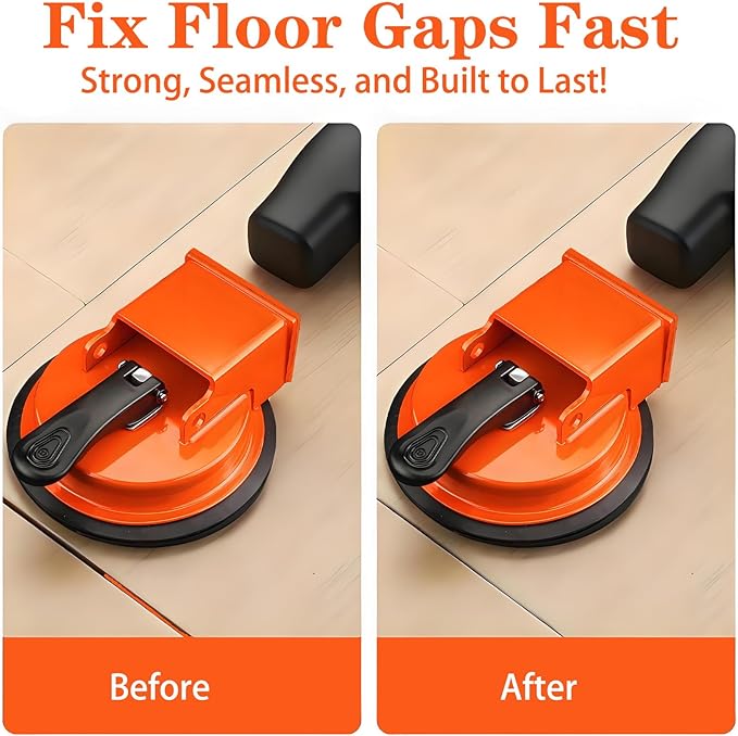 Floor Gap Fixer Tool, Enhanced Floor Gap Suction Tool with Rubber Mallet, Floor Gap Repair Tool for Vinyl Plank Flooring,Laminate,Wood,Tile Flooring Installation and Repair (Orange)