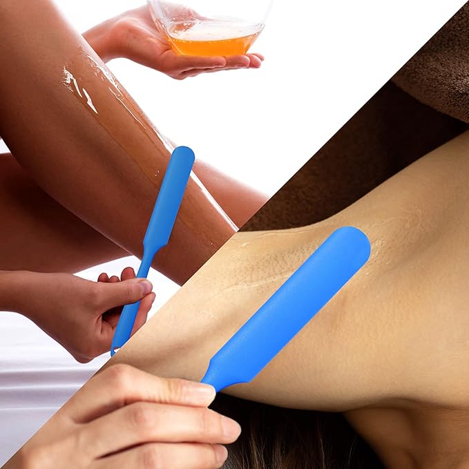 Mudder 3 Pcs Non-stick Wax Spatulas Silicone Waxing Applicator Hair Removal Sticks Applicator Spatula Reusable Hard Wax Scraper for Home Salon Body Use(Blue)