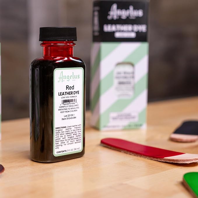 Angelus Leather Dye - Flexible Leather Dye for Shoes, Boots, Bags, Crafts, Furniture, & More 3oz, Dauber Included (Red)