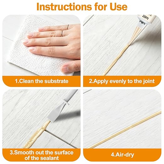 Beige Silicone Caulk Sealant - Sealant for Filling and Repairing Gaps in Sinks, Bathtubs, Shower Stalls, Toilet Bases, and Tile Joints