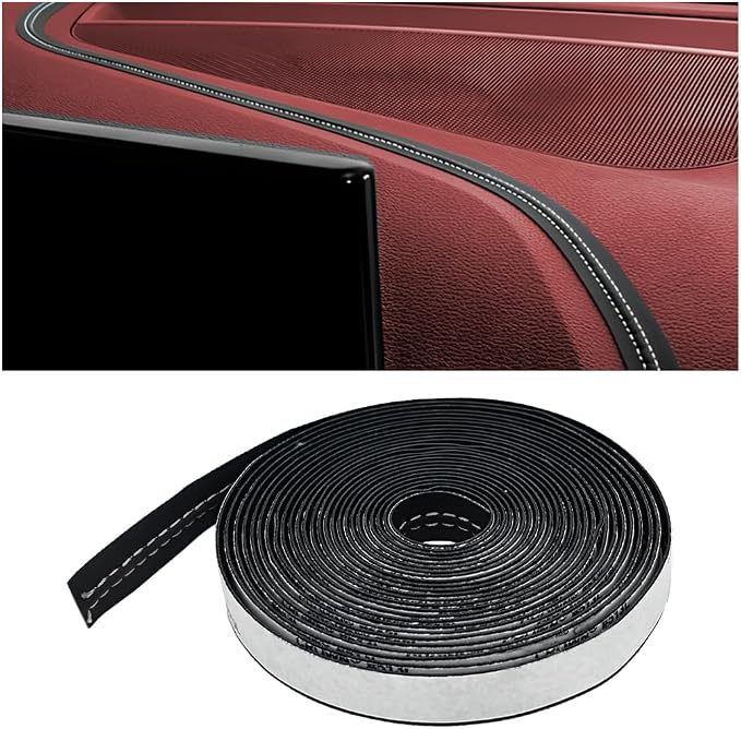Car Interior Trim Strips, 19.68Ft Flexible Leather Vehicle Gap Fillers Decoration Molding Line, DIY Auto Central Control Door Garnish Accessories, Universal for SUV, Sedan, Truck (Black/White)