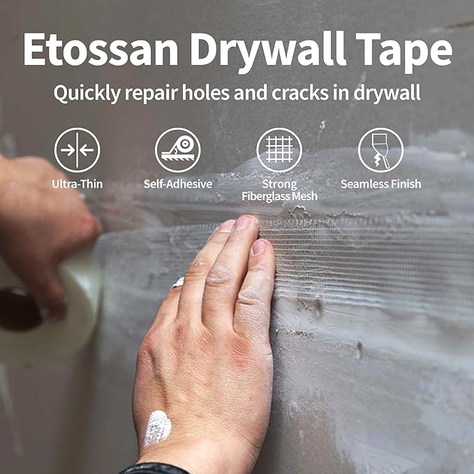 Drywall Joint Tape 6 Inch x 150FT Self-Adhesive Fiberglass Mesh Tape for Wall Crack Repair & Drywall Finishing