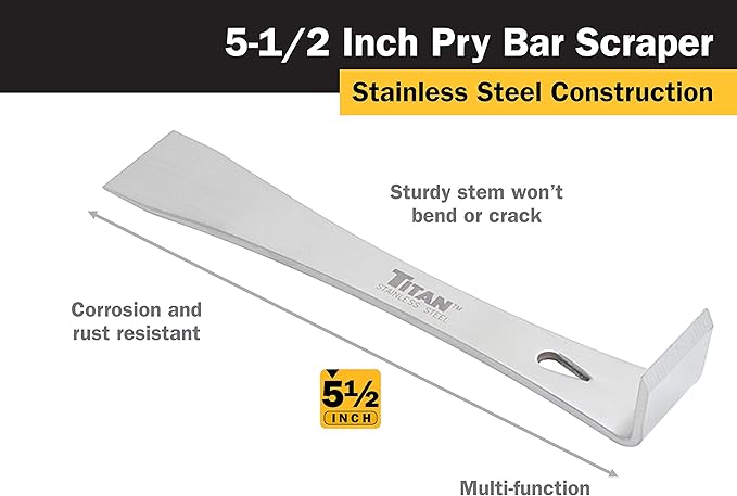 Titan Tools 11505 5-1/2-Inch Stainless Steel Pry Bar Scraper