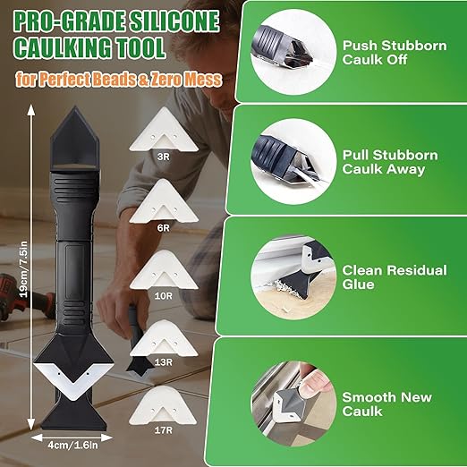 SHIELDOM Silicone Caulk White Silicone Sealant 100% Waterproof All Purpose Caulk & Seal with Caulking Tool Stronger Adhesion Shrink & Crack Proof for Kitchen, Window, Bath, Marine, Door 14oz/400ml