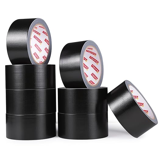 8 Pack Black Duct Tape 1.89 Inch x 158 Total Yd All-Weather Waterproof Heavy Duty Tape Bluk, 8.26Mil Adhesive Duct Tape for Indoor Outdoor Repair Reinforcement Bundling Packaging