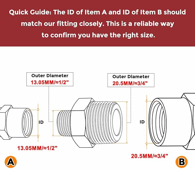 Pack of 10, 1/2" MNPT To 1/4" MNPT Solid Brass Hex Nipple Hose Connectors W/Sealing Tapes, Male Pipe Adapter for Pipe Leak Repair, Bathroom Remodeling, Tool Extension, Compression