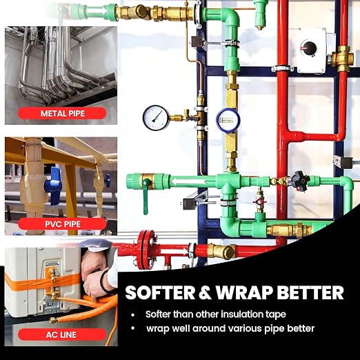 ADHES PVC Pipe Wrap Tape, 2 Inch X 35 Yds, Corrosion Protection Pipe Tape, Weatherproof PVC Tape for Drain Pipe, Metal & Electrical Piping, Underground Pipe, Orange