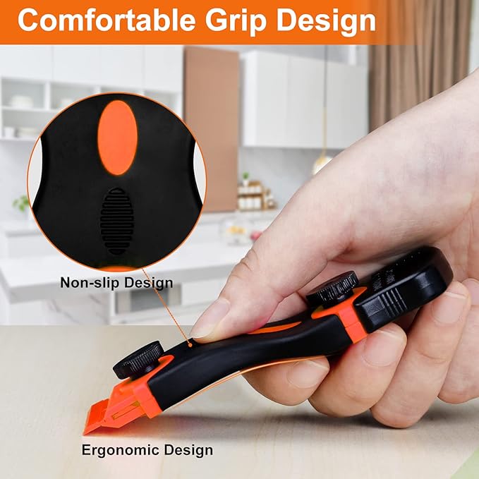 THINKWORK Razor Blade Scraper - 2Pcs Razor Scraper Set with 20Pcs Razor Blades, Scraper Tool for Removing Labels, Decals, Stickers, Paint, Caulk, Adhesive