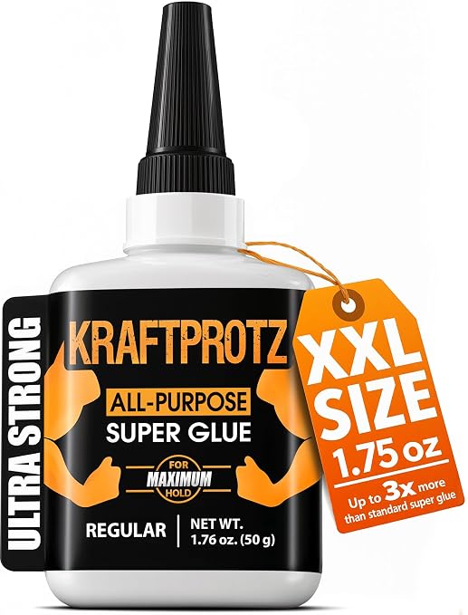 Super Glue XXL Value Size (1.76oz) All Purpose Liquid Adhesive for Plastic – Bonds Wood, Metal, Rubber, Ceramic & Leather – Industrial Strength Bonding
