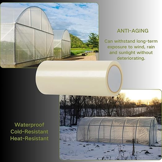 Greenhouse Repair Tape 8IN x 65FT, Greenhouse Plastic Tape Weather & UV Resistant Tent Repair Tape for Hoop House, Tarps, Outdoor Covering