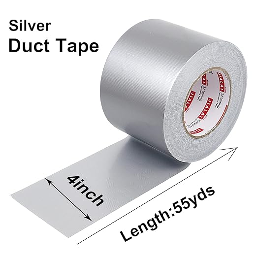 JIALAI HOME 4 Inch Silver Duct Tape, Industrial Grade 4 inches x 55 Yards (164 ft), 9 Mil Heavy-Duty, Waterproof, Strong, Flexible, No Residue, for Crafts & Home Improvement