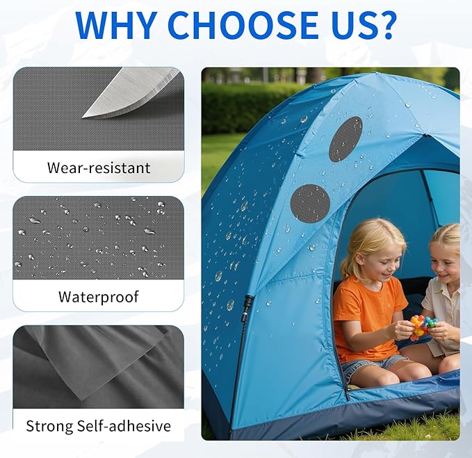 Waterproof Self-Adhesive Nylon Fabric Repair Tape - Tent Repair Kit,4pcs Fabric Patches for Jacket, Clothes, Puffer Down Jacket,Sleeping Bag, Outdoor Gear Tenacious Repairs Tape, Darkgray