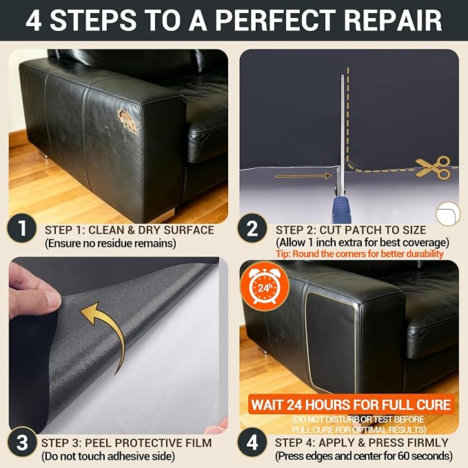 Self Adhesive Leather Repair Patch, Leather Patches for Furniture, Leather Repair Tape for Couch Sofa Car Seat Chair Furniture Repair, Leather Repair Kit (Dark Red-Litchi Grain, 34X79 Inch)