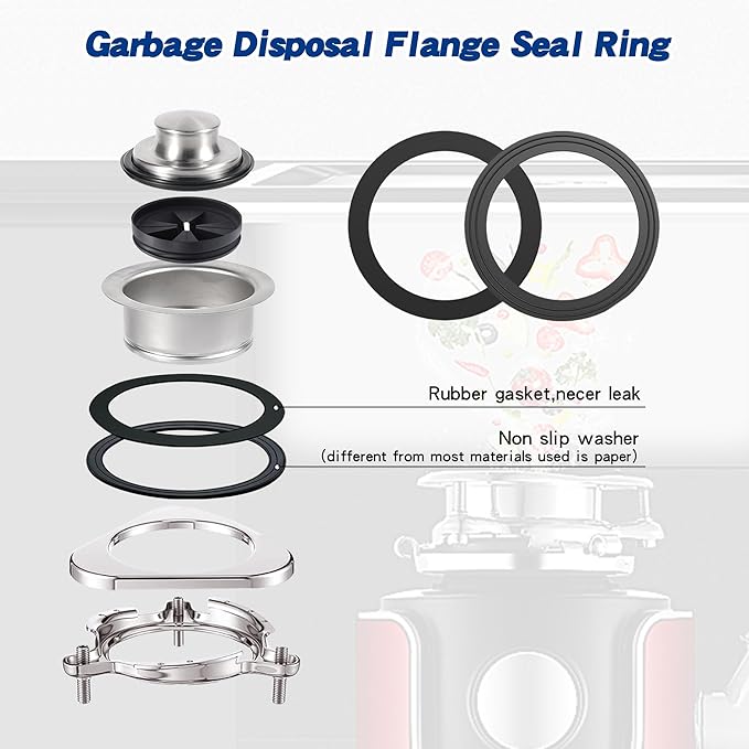 RQYEKDO 2PC Kitchen Sink Strainer Seal Rings,Fits Standard 3-1/2 inch Sink Drains,Garbage Disposal Rubber Seal Kit for InSinkErator 80032 Compatible Models (2Pack)