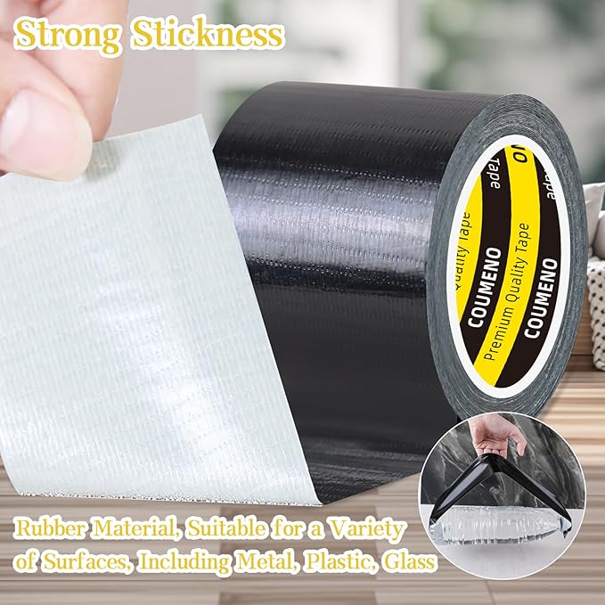 Strong Adhesive Cloth Weather Stripping Tape 4in x 16.4FT Black - Weather Sealing Strip for Sliding Windows/Doors, Draft Blocker & Insulation, Soundproof Dustproof Waterproof Windproof