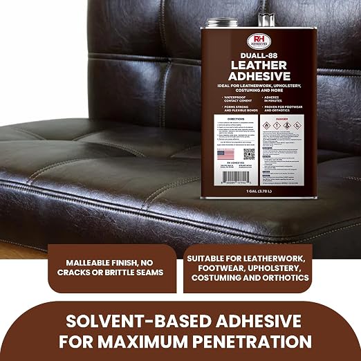 Duall-88 Leather Adhesive, 1 Gal. can - Leather Repair Glue, Crafting, DIY, Upholstery, Waterproof, Heat Resistant, Flexible, Long Lasting, High Strength, RH Adhesives