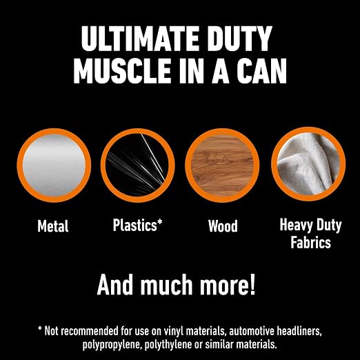 Gorilla Ultimate Spray Adhesive, Multi-Purpose Web Spray Contact Glue, Instant Aggressive Tack, Adjustable Nozzle, White, 12.2 oz (Pack of 1), Bonds Wood, Metal, Plastic, Leather & Fabric