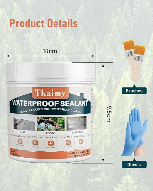 Tkaimy Transparent Invisible Waterproof Coating Agent, 17oz Liquid Waterproof Sealant Indoor & Outdoor Clear Water Sealant, Water-Based